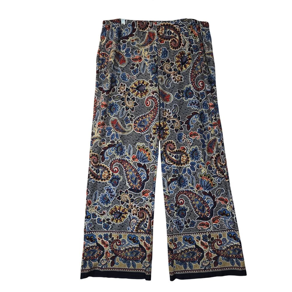 Paisley Print Wide-Leg Pants